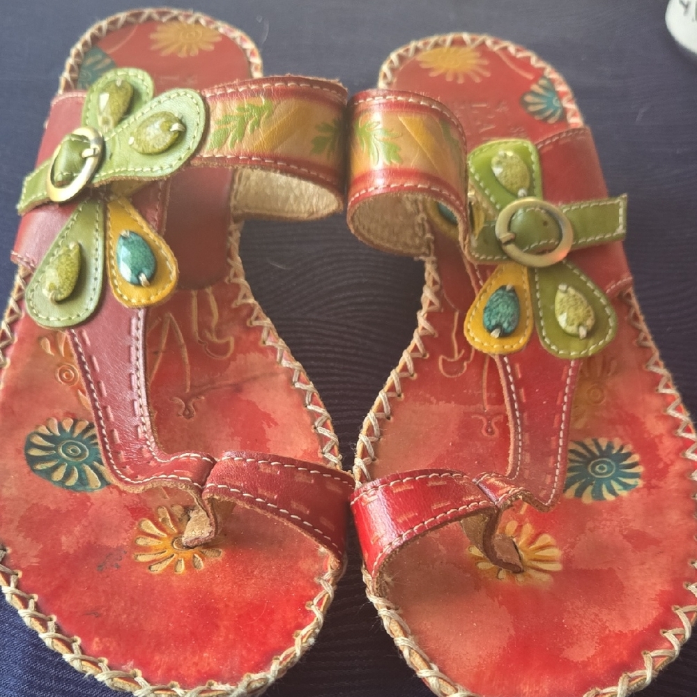 Colorful Floral Women's Sandals..AARTISTE  Handmade Sandals.all Leather